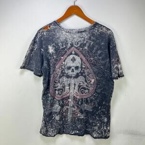 Vintage Affliction Reversible Y2K Skull AOP Shirt XL